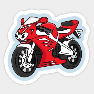 Cute red sports motorcycle cartoon Sticker